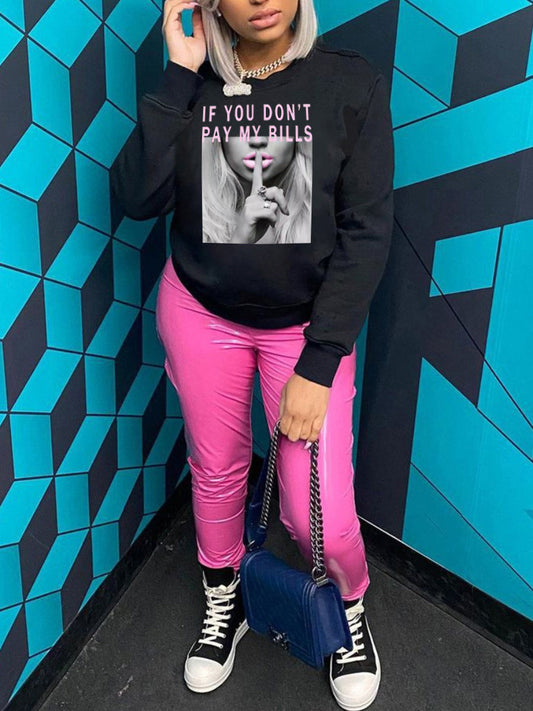 Printed Letter Women Sweatshirts