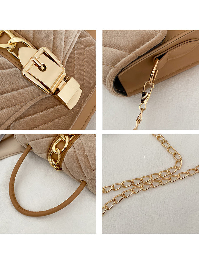 Stylish Patchwork Chain Shoulder Bag For Ladies