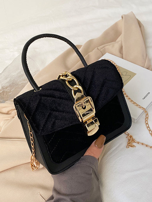 Stylish Patchwork Chain Shoulder Bag For Ladies