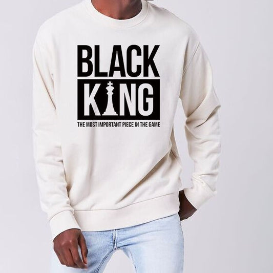 Black King Casual Long Sleeve Letter Sweatshirt